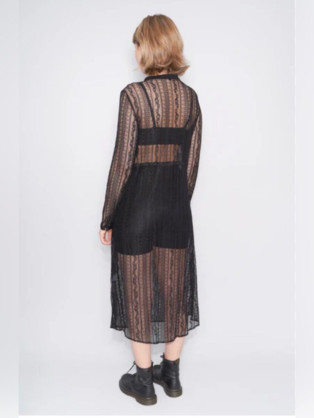 Alberto Makali Sheer Mesh Lace Duster Black NWT - Picture 3 of 8
